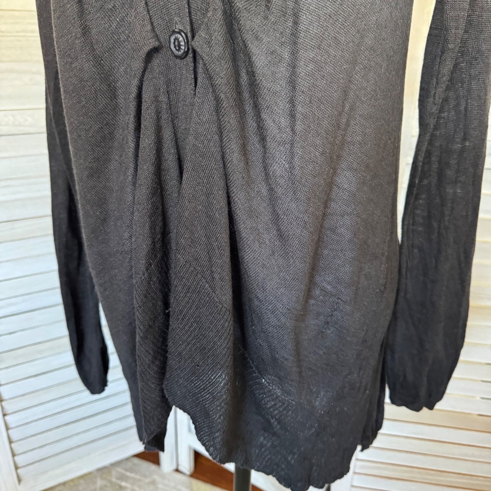MOTH Women's Black Thin Knit Button Front Ruffle Duster Cardigan Sweater Medium‎ - Picture 5 of 13